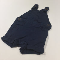 Navy Cotton Twill Short Dungarees - Boys 0-3 Months