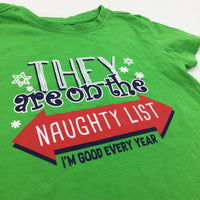 'They Are On The Naughty List' Green Christmas T-Shirt - Boys/Girls 18-24 Months