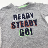 'Ready, Steady, Go' Grey Mottled T-Shirt - Boys 6-9 Months