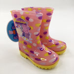 **NEW** '100% Chance Of Puddles' Peppa Pig Pink Wellies - Girls - Shoe Size 8