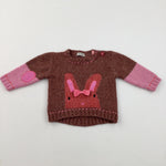 Bunny Mauve & Pink Chunky Knit Jumper - Girls 9-12 Months