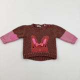 Bunny Mauve & Pink Chunky Knit Jumper - Girls 9-12 Months