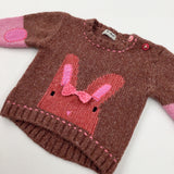 Bunny Mauve & Pink Chunky Knit Jumper - Girls 9-12 Months