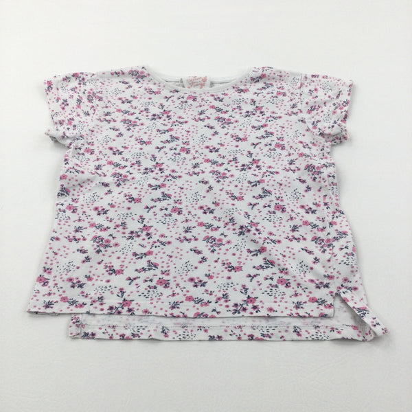 Flowers Pink & White T-Shirt - Girls 7-8 Years