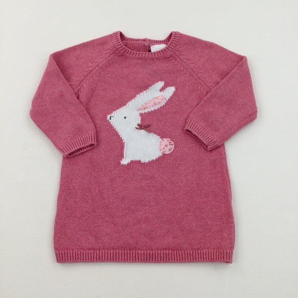 Bunny Pink Chunky Knit Dress - Girls 9-12 Months