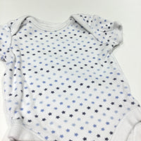 Navy & Blue Stars White Short Sleeve Bodysuit - Boys Newborn