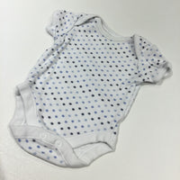 Navy & Blue Stars White Short Sleeve Bodysuit - Boys Newborn