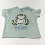 'People Think Monkeys Have No Manners…' Chimp & Bananas Embroidered Pale Green T-Shirt - Boys Newborn