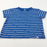 Flowers & Stripes Blue & White Cropped T-Shirt - Girls 11-12 Years