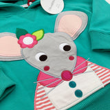 **NEW** Mouse Appliqued Green Hoodie  - Girls 6-12 Months