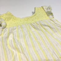 Silver Threat Yellow & White Striped Cotton Blouse with Broderie Panel - Girls 6-9m