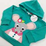 **NEW** Mouse Appliqued Green Hoodie  - Girls 6-12 Months