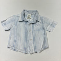 Blue & White Striped Cotton Shirt - Boys Newborn