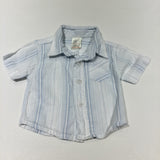 Blue & White Striped Cotton Shirt - Boys Newborn