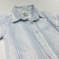 Blue & White Striped Cotton Shirt - Boys Newborn