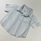 Blue & White Striped Cotton Shirt - Boys Newborn