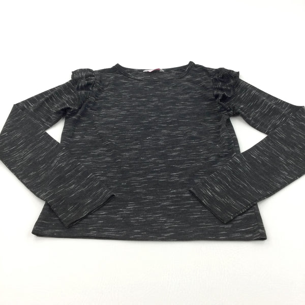 Mottled Black Long Sleeve Top - Girls 11-12 Years