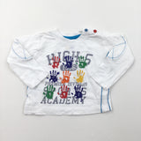 'High-5' Colourful Hands White Long Sleeve Top - Boys 3-6 Months