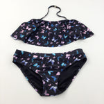 Butterflies Black, Blue & Pink Two Piece Bikini - Girls 11-12 Years