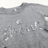 Shine' Sequins Glittery Lightweight Knitted Jumper with Faux Blouse Hem - Girls 3-4 Years