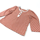 White Spots Dusky Pink Long Sleeve Top - Girls Newborn - Up To 1 Month