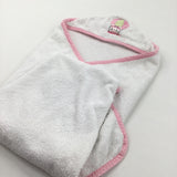 Cat & Hot Air Balloon Embroidered White & Pink Hooded Towel - Girls 3-6 Months