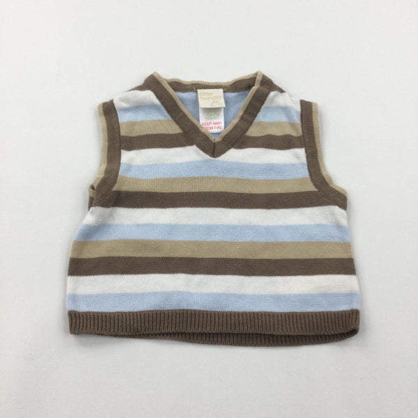 Brown, Beige, Blue & White Lightweight Knitted Tank Top - Boys Tiny Baby