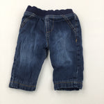 Dark Blue Lined Denim Jeans - Boys 0-3 Months