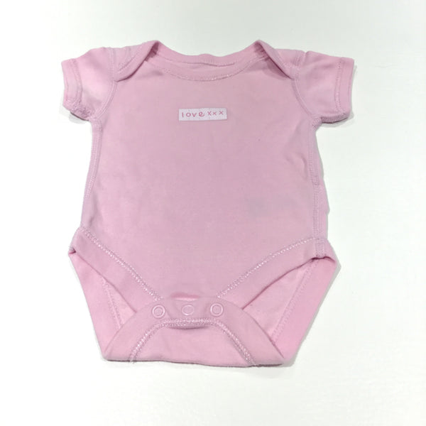 Love' Pink Short Sleeve Bodysuit - Girls Newborn - Up To 1 Month