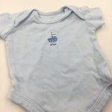 Sailing Boat Light Blue Short Sleeve Bodysuit - Boys Tiny Baby