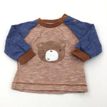 Bear Face Brown & Blue Long Sleeve Top - Boys 0-3 Months