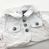 White Cotton Twill Bolero Jacket - Girls 12-18 Months