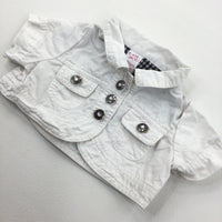 White Cotton Twill Bolero Jacket - Girls 12-18 Months