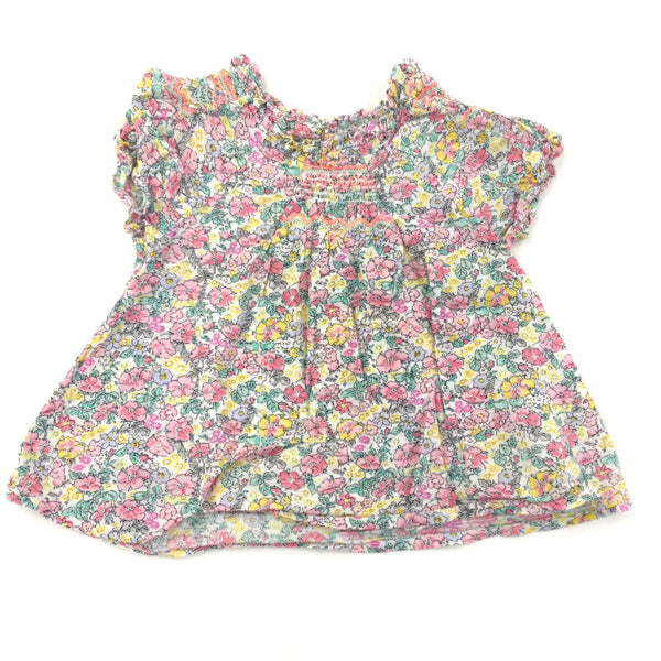 Flowery Short Sleeve Tunic - Girls 9-12 Months