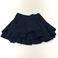 Navy Layered Cotton Skirt - Girls 5-6 Years