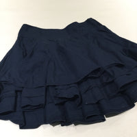 Navy Layered Cotton Skirt - Girls 5-6 Years