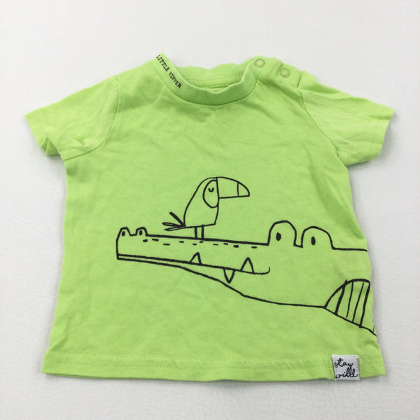 Toucan & Crocodile Neon Green T-Shirt - Boys 0-3 Months