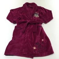 'Camp Rock' Mauve Fleece Dressing Gown with Attached Belt - Girls 5-6 Years