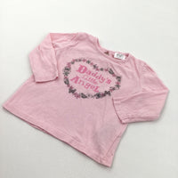 'Daddy's Little Angel' Butterflies, Flowers & Heart Pink Long Sleeve Top - Girls 3-6 Months