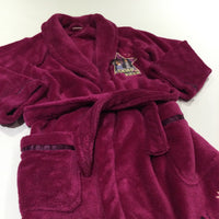 'Camp Rock' Mauve Fleece Dressing Gown with Attached Belt - Girls 5-6 Years