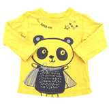 'Little Super Hero' Panda Yellow Long Sleeve Top - Boys 9-12 Months