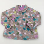 Flowers Light Brown Jacket - Girls 3-4 Years