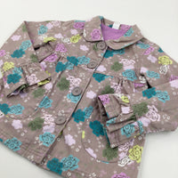 Flowers Light Brown Jacket - Girls 3-4 Years