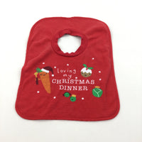 'Loving My Christmas Dinner' Red Christmas Bib - Boys/Girls 0-6 Months