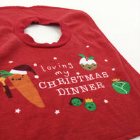 'Loving My Christmas Dinner' Red Christmas Bib - Boys/Girls 0-6 Months