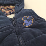 Mickey Mouse Badge Navy Fleece Lined Gilet with Hood - Boys 0-3 Months