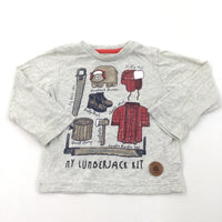 'My Lumberjack Kit' Mottled Cream Long Sleeve Top - Boys 6-9 Months