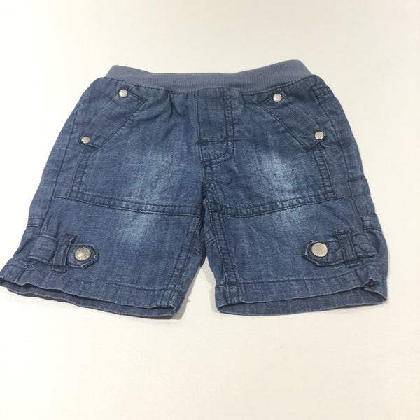 Light Blue Lightweight Denim Effect Cotton Shorts - Boys Up To 6 Months