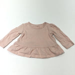 Pale Pink Tunic Top with Frilly Hem - Girls Newborn - Up To 1 Month