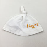 'Tigger' Embroidered White Knotted Jersey Hat - Boys/Girls 6-9 Months